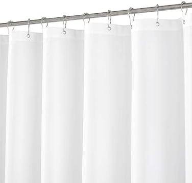 N&amp;Y HOME Extra Long Shower Curtain or Liner 72" W x 108" H - Hotel Quality, Washable Fabric, White Bathroom Curtains with Grommets, 72x108