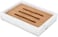 Luxspire Resin Soap Dish, Soap Holder with Bamboo Board, Storage Tray with Double Layers for Storing Candle, Soap in Bathroom, Kitchen, and Toilet - White