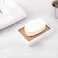 Luxspire Resin Soap Dish, Soap Holder with Bamboo Board, Storage Tray with Double Layers for Storing Candle, Soap in Bathroom, Kitchen, and Toilet - White