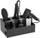 جي جاك كيوب ديزاين حامل مجفف الشعر من جاك كيوب ديزاين، منظم ادوات العناية بالشعر، مستلزمات الحمام، صينية تخزين مع 3 فتحات (اسود) - MK154C