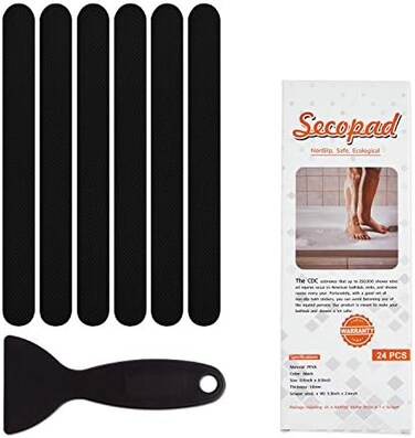 ملصقات حوض الاستحمام غير القابلة للانزلاق، 24 قطعة من ملصقات السلامة لحوض الاستحمام والحمام، ملصقات لاصقة (اسود)