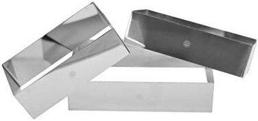 NEWLINE NY Stainless Steel 3 Sizes Rectangular Molding Forming Layering Cake Pastry Rings 3 In 1 Set Rectangular Cake Pastry Rings Natural Stainless Steel