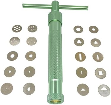 HEVERP Stainless Steel Clay Extruders Sugar Paste Extruder Cake Fondant Decorating Tool Set (Green)