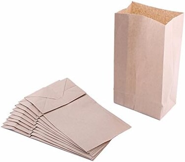 USonline911 QQ Extra Small Brown Paper Bags 3 x 2 x 6" party favors, Paper Lunch Bags, Grocery Bag, wedding favor bags, kraft bags, paper bags 100 per pack (Brown), Brown, X-Small