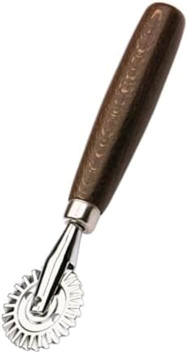 Tredoni 1.6" Pastry Wheel - Dough Stamp Cutter/Crimper, Pasta/Ravioli/Pie Maker, 4cm Stainless Steel Wheel Wooden Handle