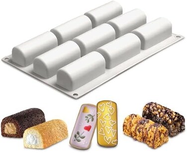 VIKROM White Silicone Roll Non-Stick Mould Log Delicate Chocolate Desserts Twinkie Tea-Time Cake Polvoron Filipino Candy Pastries Moulds