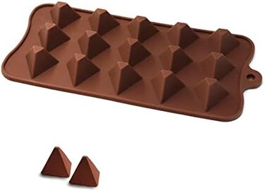 X-Haibei Mini Pyramid Ice Cube Chocolate Candy Cookies Tray Soap Silicone Mold 15-cavity