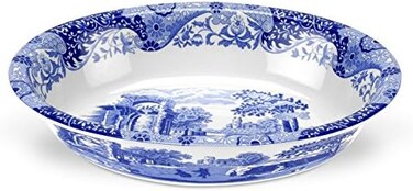 Portmeirion Home &amp; Gifts Oval Rim Dish, Blue &amp; White