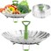 Consevisen Vegetable Steamer Basket for Cooking Food, Stainless Steel Veggie Steam Basket for Pot, Folding Expandable Steaming Insert with Extendable Handle Fits Various Size Pot, 5.1" to 9