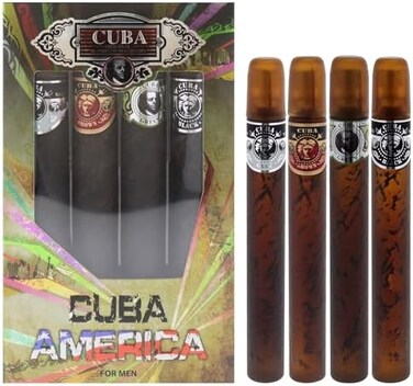 كيوبا مجموعة او دو تواليت 4 × 35 مل من سيجارز (كوبا بلاك + كوبا جرين + كوبا براون + رمادي كوبا)