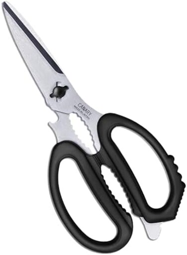 CANARY Japanese Kitchen Scissors Heavy Duty 8.2", Made in JAPAN, Dishwasher Safe Come Apart Blade, Multipurpose Kitchen Scissors, Sharp Serrated Japanese Stainless Steel, Black