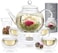 Teabloom Complete Tea Set - Stovetop Safe Glass Teapot with 12 Flowering Teas, Tea Warmer, 4 Double Wall Teacups &amp; Removable Glass Infuser for Loose Leaf Tea - Celebration Flowering Tea Gift Set