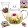 Teabloom Teapot Gift Set Stovetop Safe Glass Teapot with 2 Blooming Teas &amp; Removable Glass Infuser for Loose Leaf Tea 40 oz /1200 ml