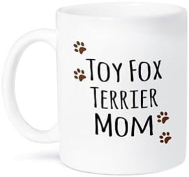3dRose mug_154209_1 Toy Fox Terrier Dog Mom Doggie By Breed Brown Paw Prints Doggy Lover Proud Pet Owner Mama Ceramic Mug, 11-Ounce