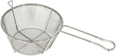 Winco FBRS-8 Round Wire Fry Basket, 8-1/2-Inch, 6-Mesh,Nickel,Medium