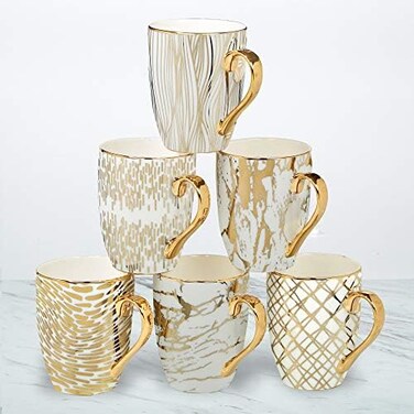 26540SET6 ماتريكس 16 اونصة، اكواب مطلية بالذهب، مجموعة من 6 قطع، 5 انش × 3.25 انش × 4.5 انش، متعددة الالوان