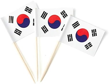 mflagperft South Korea Flag Korean Small Toothpick Mini Stick Flags Decorations (100 pcs)
