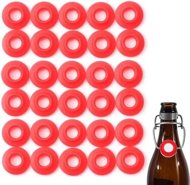 Ferroday Silicone Rubber Grolsch Gaskets Washers for Ez Cap Swing Flip Top Bottle Home Brew Beer Soda Bottle Seal 30pcs (30 Rubber Gaskets)