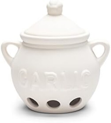 Fox Run Garlic Storage, 5.25" Keeper, White