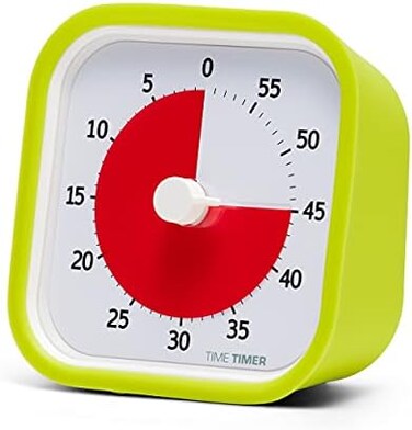 Time Timer MOD (Lime Green), 60 minute Visual Analog Timer, Optional Alert (On/Off), No Loud Ticking; Time Management Tool