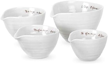Portmeirion Home &amp; Gifts Measuring Cups, Porcelain, White, 10 x 11 x 7 cm