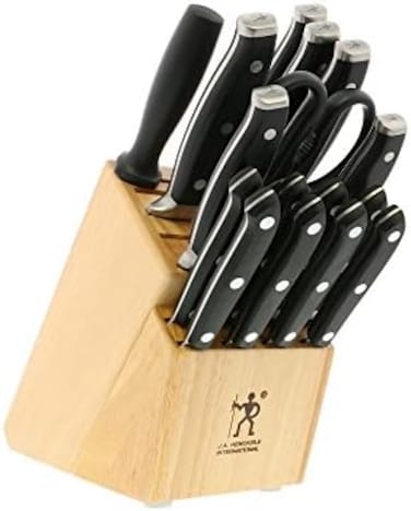 HENCKELS Forged Premio Knife Block Set, 17 Piece, Black