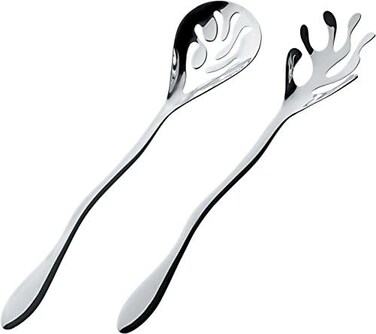 Alessi Mediterraneo   ESI16SET Design Salad Cutlery, Steel, Polished