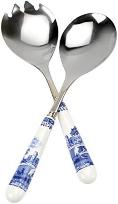 Portmeirion Spode Salad Servers (Pair), 25cm, Blue &amp; White (Blue &amp; White,25cm)