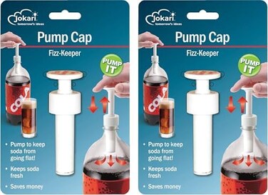 Jokari 05002 &ndash; Fizz Keeper Pump Cap for 2 Litre Bottles &ndash; White 3.6cm x 8cm - Keeps The Fizz in - 2 Pack