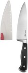 Sabatier Forged Stainless Steel Chef Knife with Edgekeeper Self-Sharpening Blade Cover, High-Carbon Stainless Steel Kitchen Knife, Razor-Sharp Knife to Cut Fruit, Vegetables and more, 8-Inch, Black