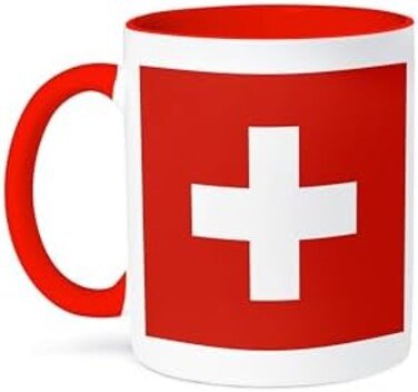 3dRose Flag of Switzerland Mug, 11 oz, Red