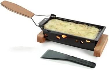 Boska Raclette Cheese Vienna - Raclette Grill 2 Persons on Teawarmers - Dark Wood Functional Design with Spatula [Complete your Guilty Meals with Melted Cheese or Grilled Vegetables]