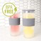 Host Double Wall Insulated Freezable Drink Chilling Tumbler with Freezing Gel Glasses for Red and White Wine, Straw and Lid, Plastic, 16 oz, Grey