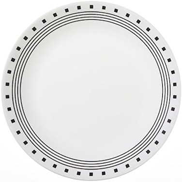 Corelle Livingware Black/White Glass City Block Dinner Plate 1 pk