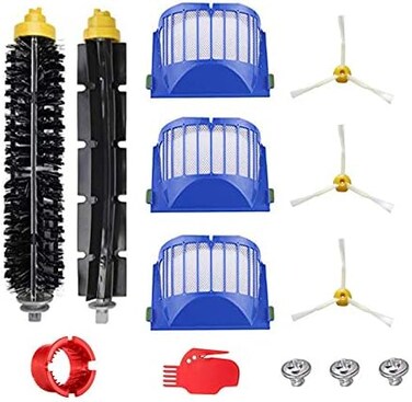DLD Accessory for Irobot Roomba 600 610 620 650 Series Vacuum Cleaner Replacement Part Kit - Includes 3 Pack Filter, Side Brush, and 1 Pack Bristle Brush