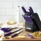 McCook MC27 14 Pieces FDA Certified High Carbon Stainless Steel kitchen knife set with Wooden Block, All-purpose Kitchen Scissors and Built-in Sharpener(Violet)