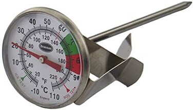 Brannan Stainless Steel Milk and Coffee Thermometer (125mm stem) by