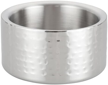 Winco Double Wall Wine Coaster, Satin Finish, Hammered, 5" Diameter, Silver