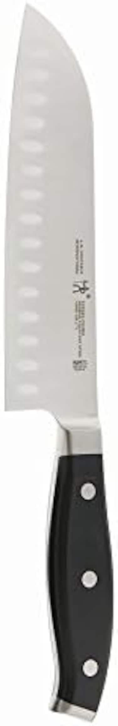 Henckels Forged Premio Hollow Edge Santoku Knife, 7-inch, Black/Stainless Steel