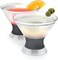 Host Freeze Insulated Martini Cooling Cups, Plastic Freezer Gel Chiller Double Wall Stemless Cocktail Glass Set of 2, 9 oz, Grey