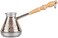 Stanitsa, LLC Turkish Cezve 7 Fl Oz - 200 ml Leopard Copper Cezve Large Turka Turkish Coffee Pot Greek Arabic Coffee Pot with Wooden Handle Jezve Maker