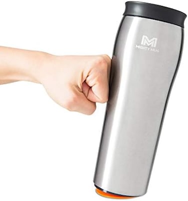 Mighty Mug   The Untippable Mug   Grips When Hit, Lifts for Sips   Insulated Stainless Steel Tumbler   Cupholder Friendly   Gifts for Women Men All   Leakproof   6 Hours Hot / 24 Cold   16oz   Silver