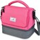 LunchBots Duplex Insulated Lunch Bag - Dual Section Design Fits Lunch Box for Adults Women Men, Bento Cinco Perfectly - Roomy Thermal Lunch Bag - Pink