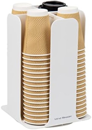 Mind Reader Cup and Lid Organizer Carousel 7.75 x 7.75 x 11.63 CDISP-WHT