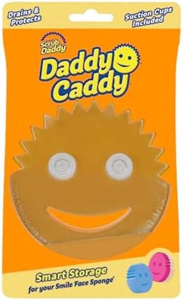 Scrub Daddy Sponge Holder - Sink Caddy - Sink Organizer for Kitchen &amp; Bathroom - Easy to Clean Suction Sponge Holder - Self Draining Sponge Caddy - Dishwasher Safe for Sponges &amp; Scrubbers