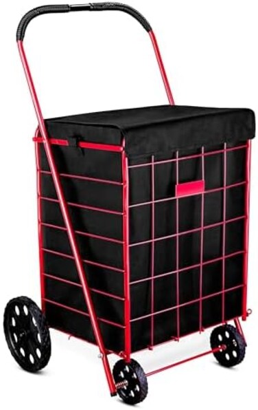 Handy Laundry Shopping Cart Liner, 18" X 15" X 24", Square Bottom, Fits Standard Shopping Cart, Cover and Adjustable Straps for Easy Secure Attachment, Made from Waterproof Material, Black