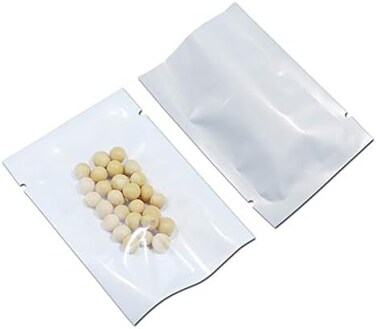 PABCK 300 Pcs 2.4x3.5 inch (Usable Size 2x3.1 inch) White Front Clear Open Top 2.8mil Plastic Heat Seal Bags Vacuum Sealable Pouch Bag for Food Storage Packets Mini Packaging with Tear Notches