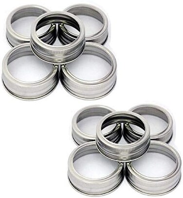 SUCOHANS Mason Jar Replacement Rings or Tops Durable &amp; Rustproof Tinplate Metal Bands/Rings for Mason Jar, Ball Jar, Canning Jars,Storage (Set of 10 wide mouth)