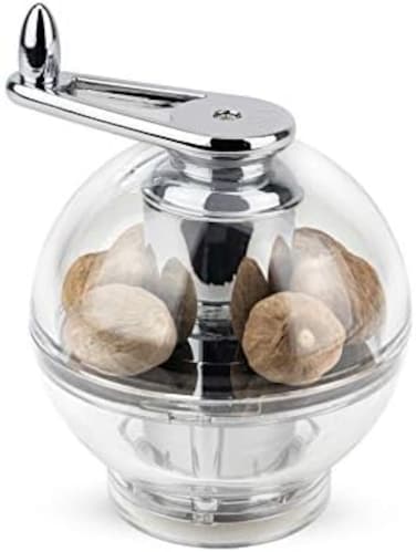 PEUGEOT Tidore Nutmeg Mill 11cm Acrylic. Stores 7 whole nutmegs. Stainless Steel grinding mechanism and claw.
