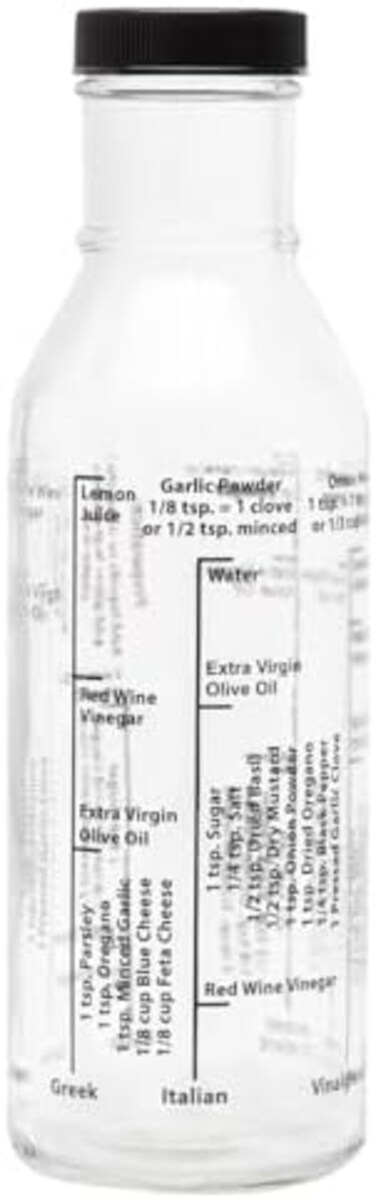 Kolder 13215 Salad Dressing Mixer Bottle for Light Recipes, Glass, 13-Ounce, Made in The USA, White